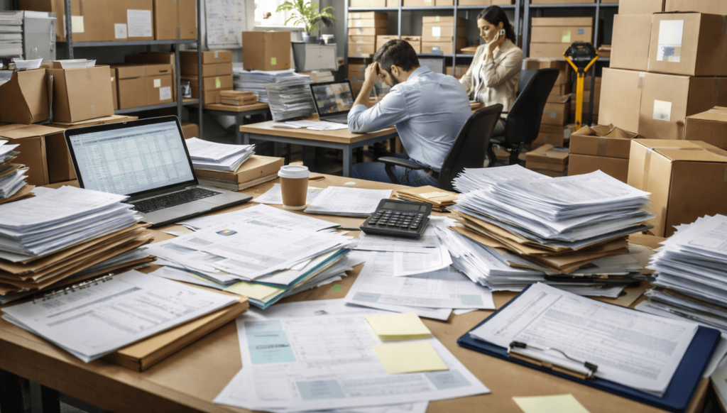 software transporte de carga en peru gestion logistica oficina desordenada